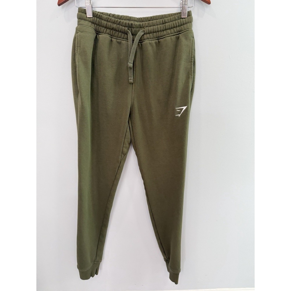 Gymshark Olive Green Joggers XS Athletic Sweatpants Logo Activewear Fall